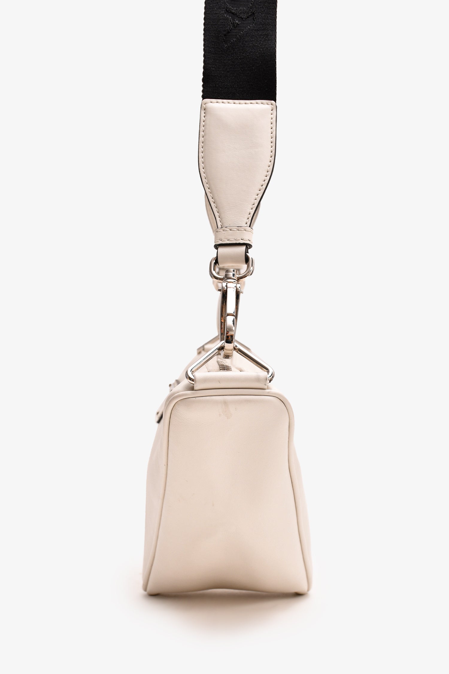 Prada White Leather Triangle Crossbody