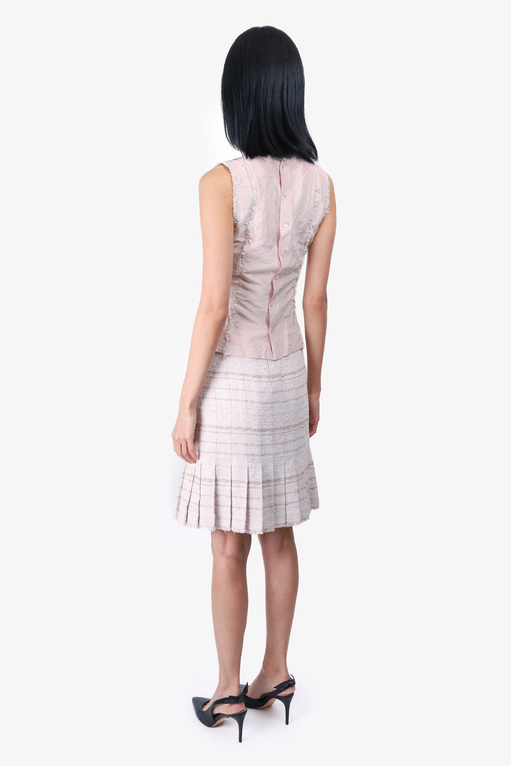 Pre-Loved Chanel™ 04P Pink/Beige Tweed 3-piece Set Size 38