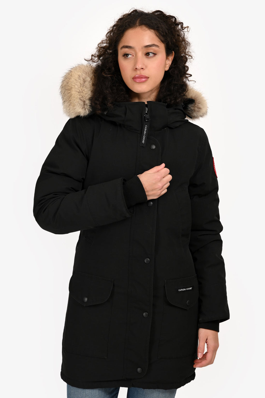 Canada Goose Black Down Puffer Jacket with Fur Hood Size XS