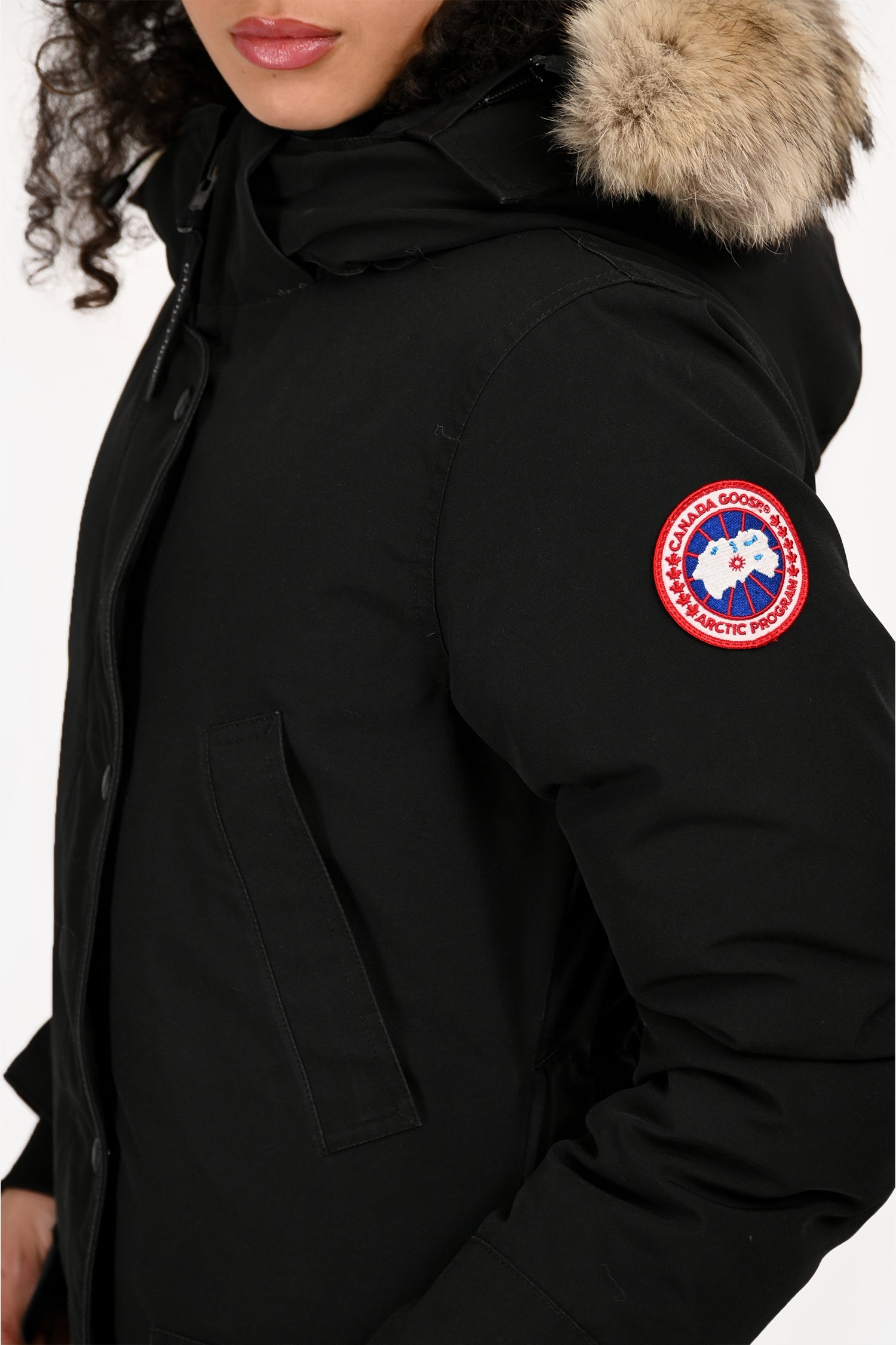 Canada Goose Black Down Puffer Jacket with Fur Hood Size XS