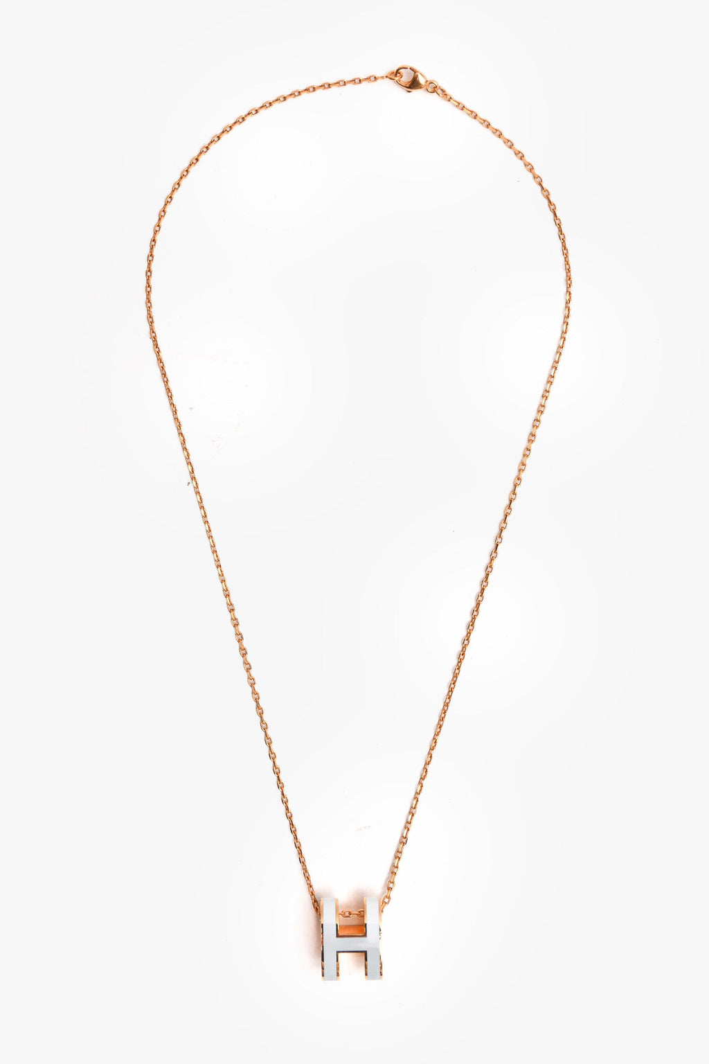 Hermès Rose Gold Toned/Baby Blue Enamel H Pop Necklace