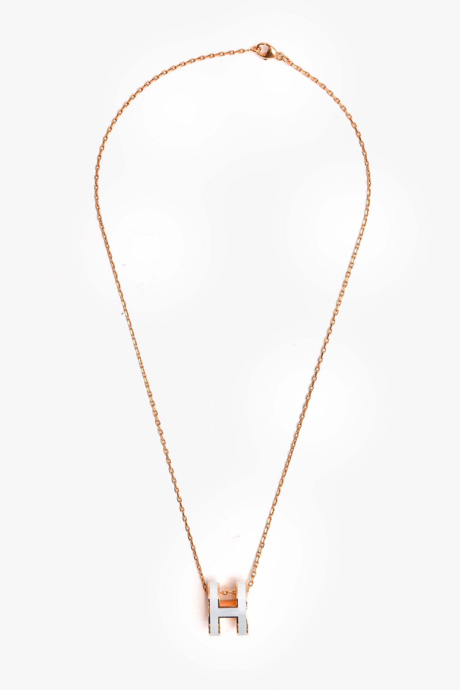 Hermès Rose Gold Toned/Baby Blue Enamel H Pop Necklace