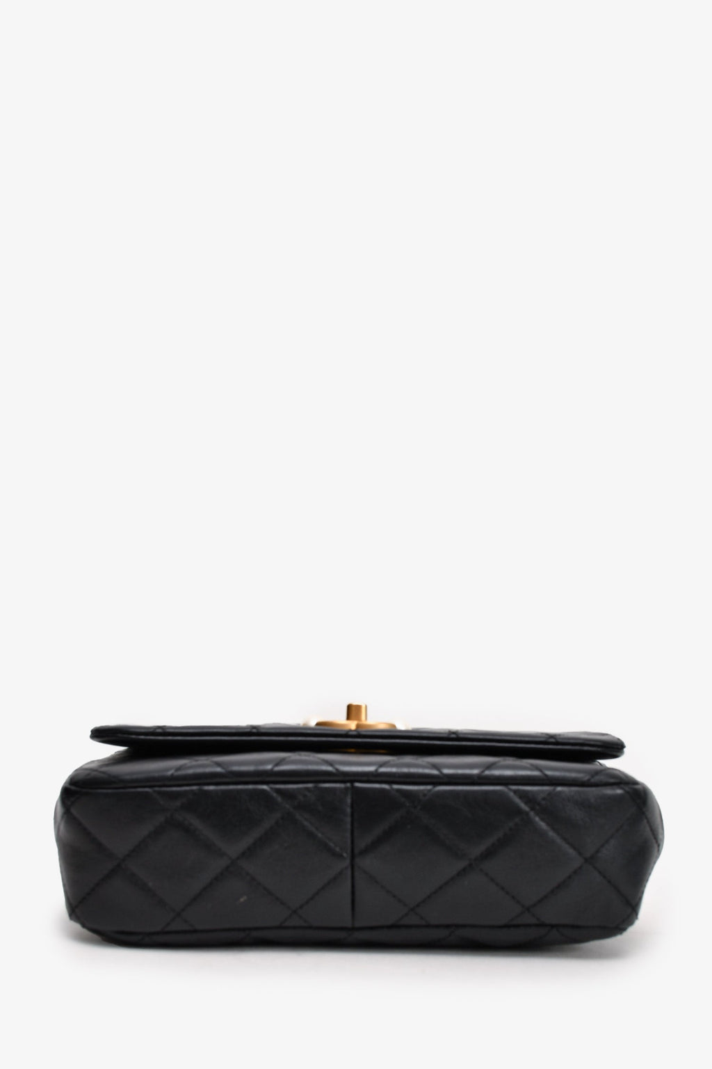 Pre-Loved Chanel™ Black Glazed Leather Pearl Embellished Small Flap Bag