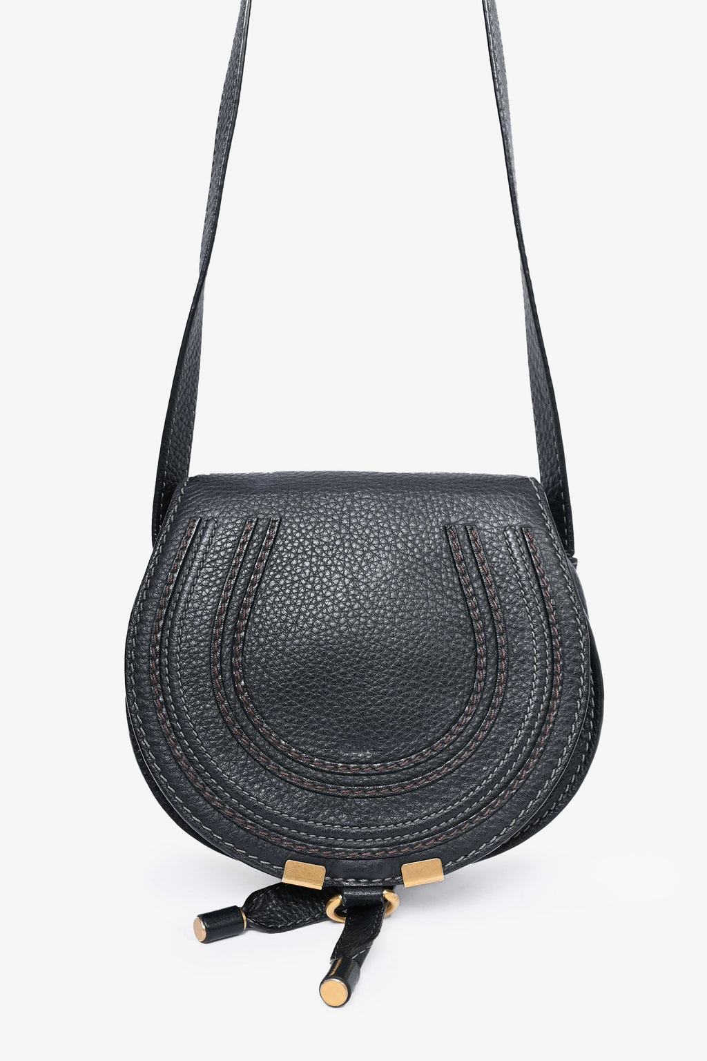 Chloe 2017 Black Grained Leather Small Marcie Crossbody Bag