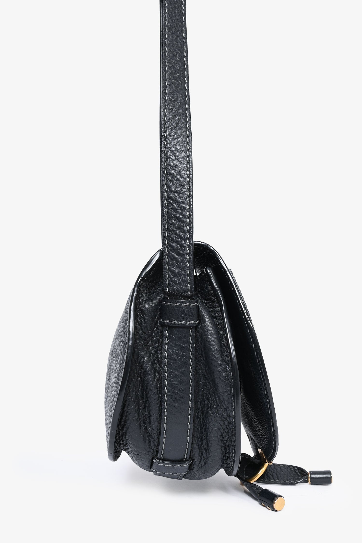 Chloe 2017 Black Grained Leather Small Marcie Crossbody Bag