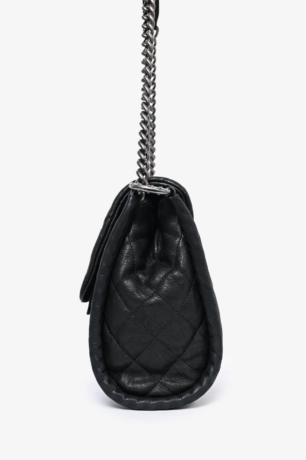 Pre-Loved Chanel™ 2014 Black/Green Washed Lambskin Quilted Studded CC Flap Shoulder Bag