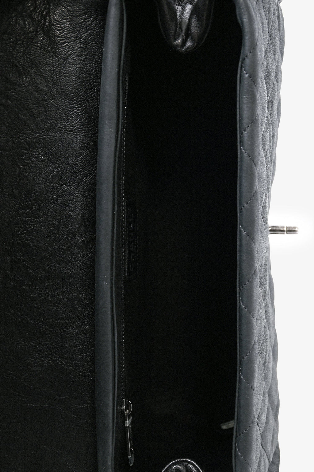 Pre-Loved Chanel™ 2014 Black/Green Washed Lambskin Quilted Studded CC Flap Shoulder Bag