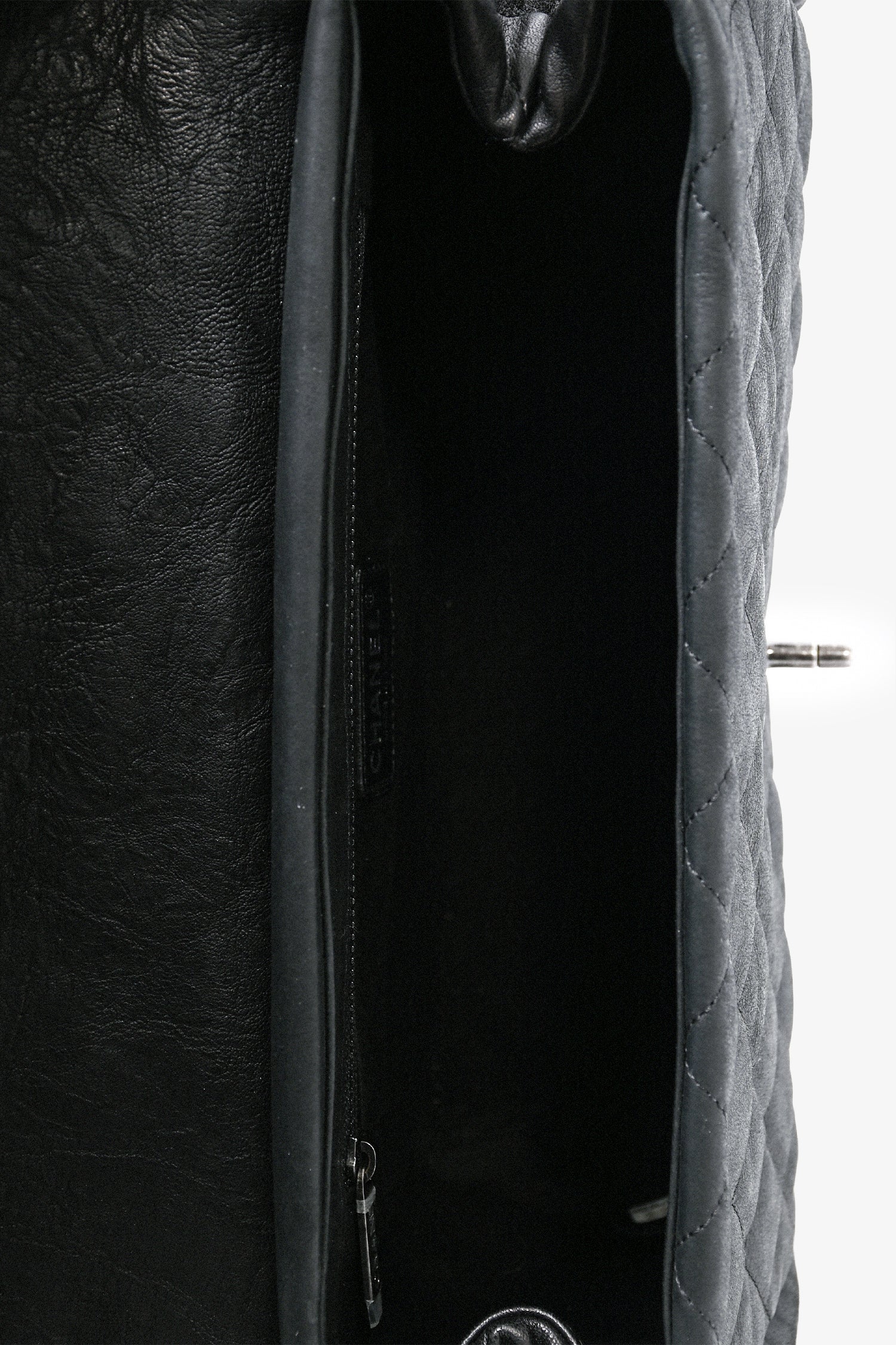 Pre-Loved Chanel™ 2014 Black/Green Washed Lambskin Quilted Studded CC Flap Shoulder Bag
