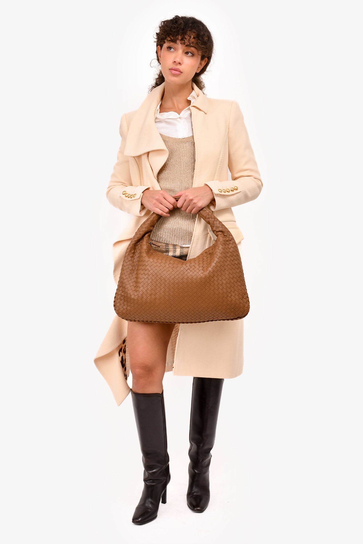 Bottega Veneta Brown Leather Intrecciato Shoulder Bag