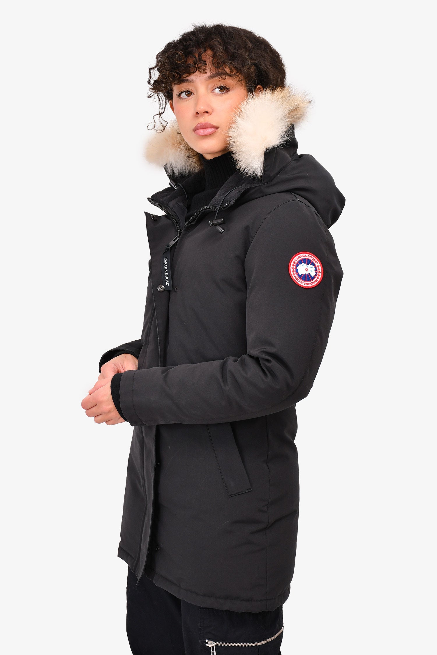 Canada Goose Black Down 'Victoria' Parka With Fur Trimmed Hood Size S