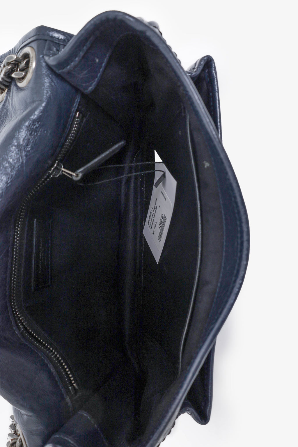 Saint Laurent Navy Crinkled Leather 'Niki' Medium Crossbody Bag