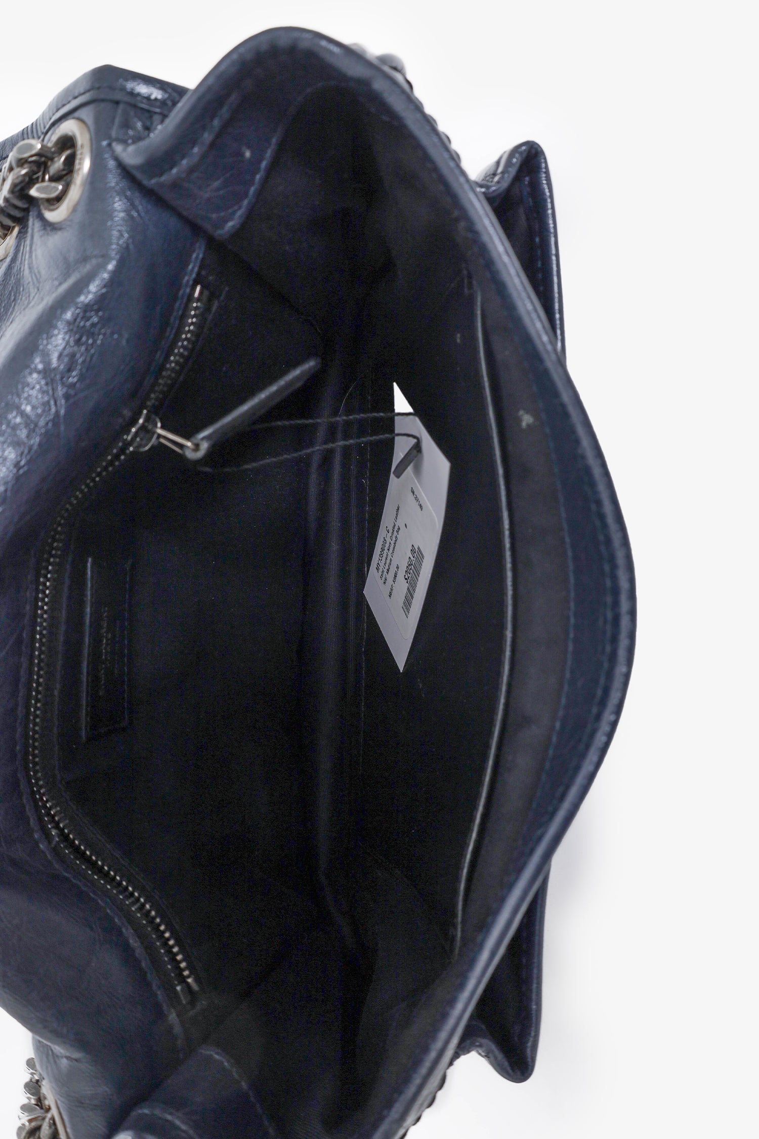 Saint Laurent Navy Crinkled Leather 'Niki' Medium Crossbody Bag