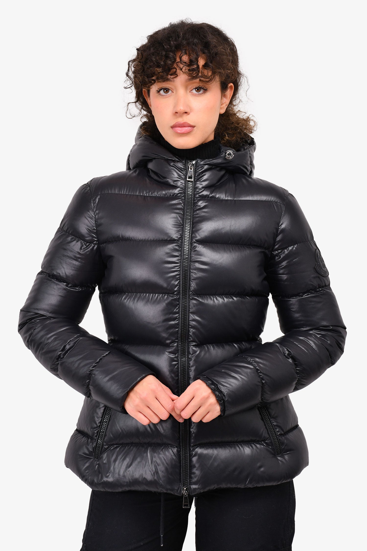 Moncler Black Down 'Rhin' Jacket With Hood Size 2