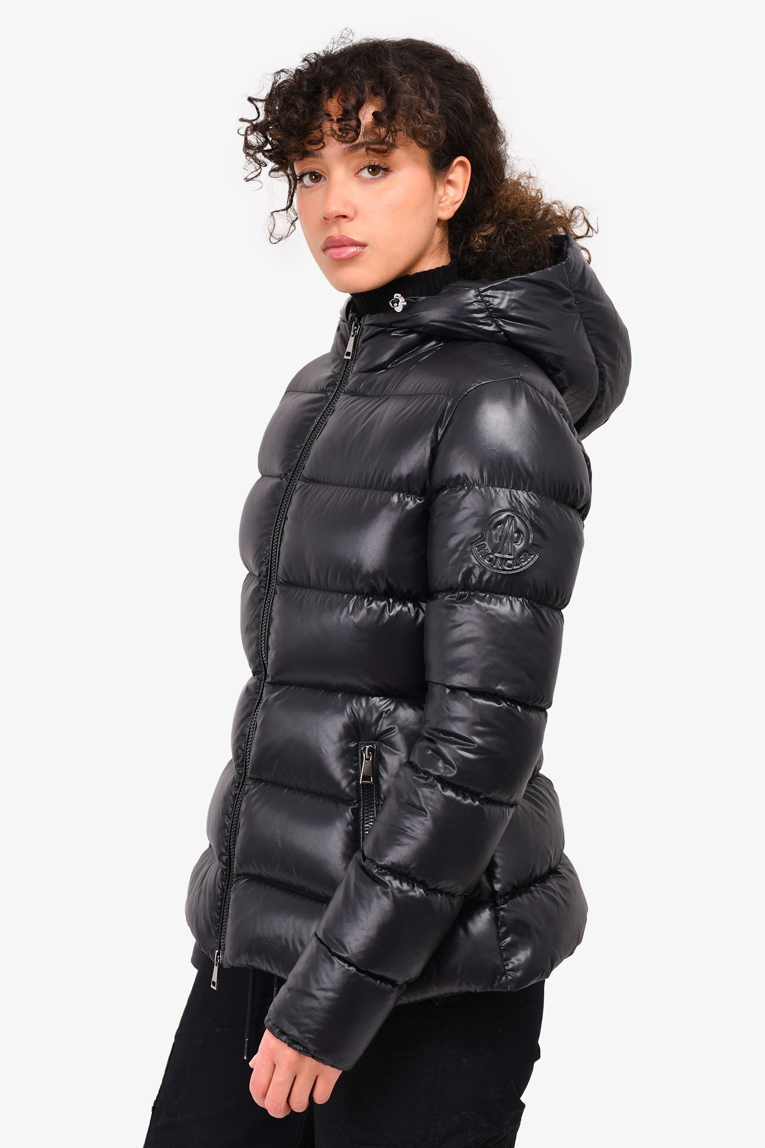 Moncler Black Down 'Rhin' Jacket With Hood Size 2