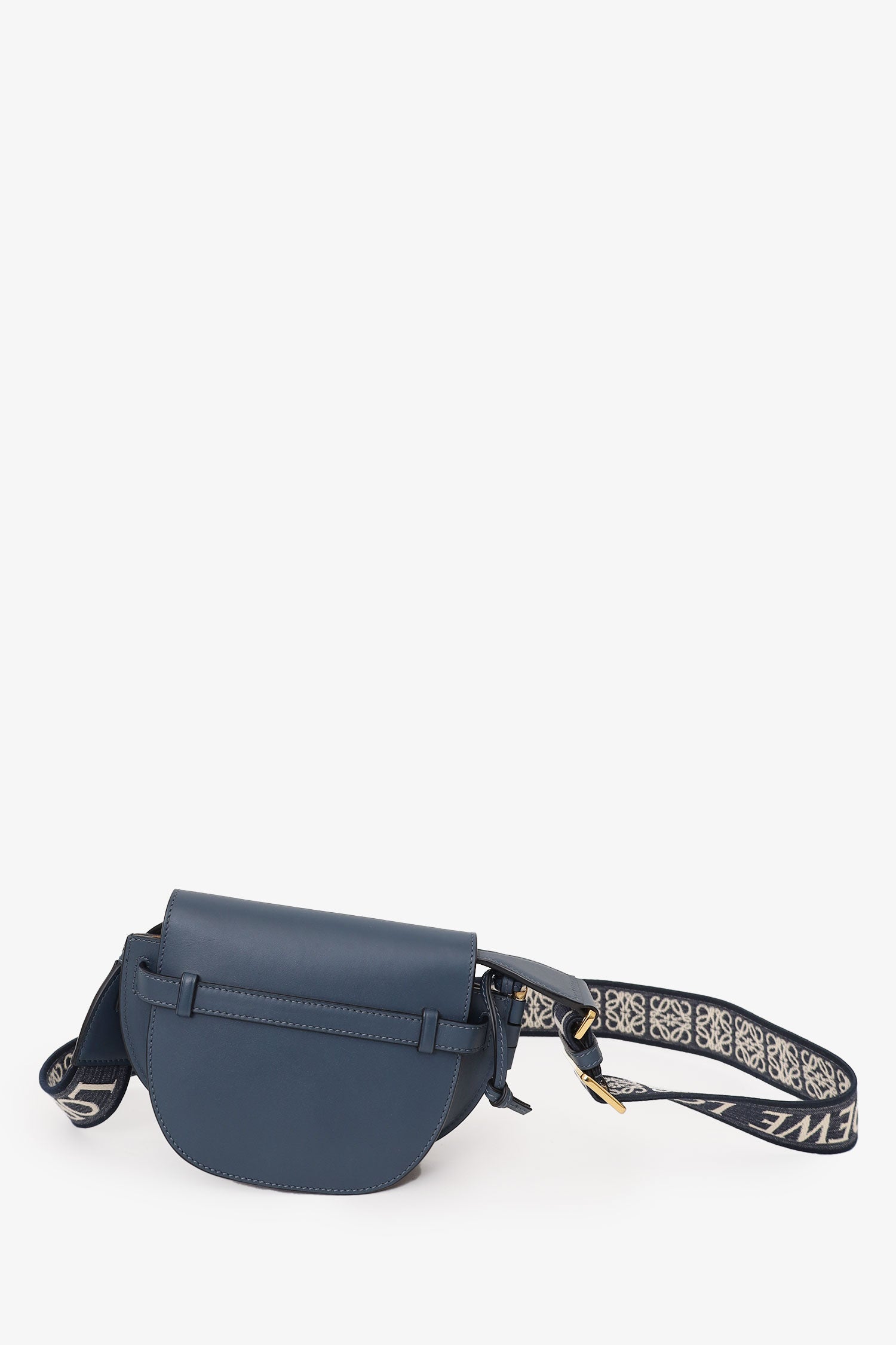 Loewe Navy Blue Leather Mini 'Gate' Crossbody Bag