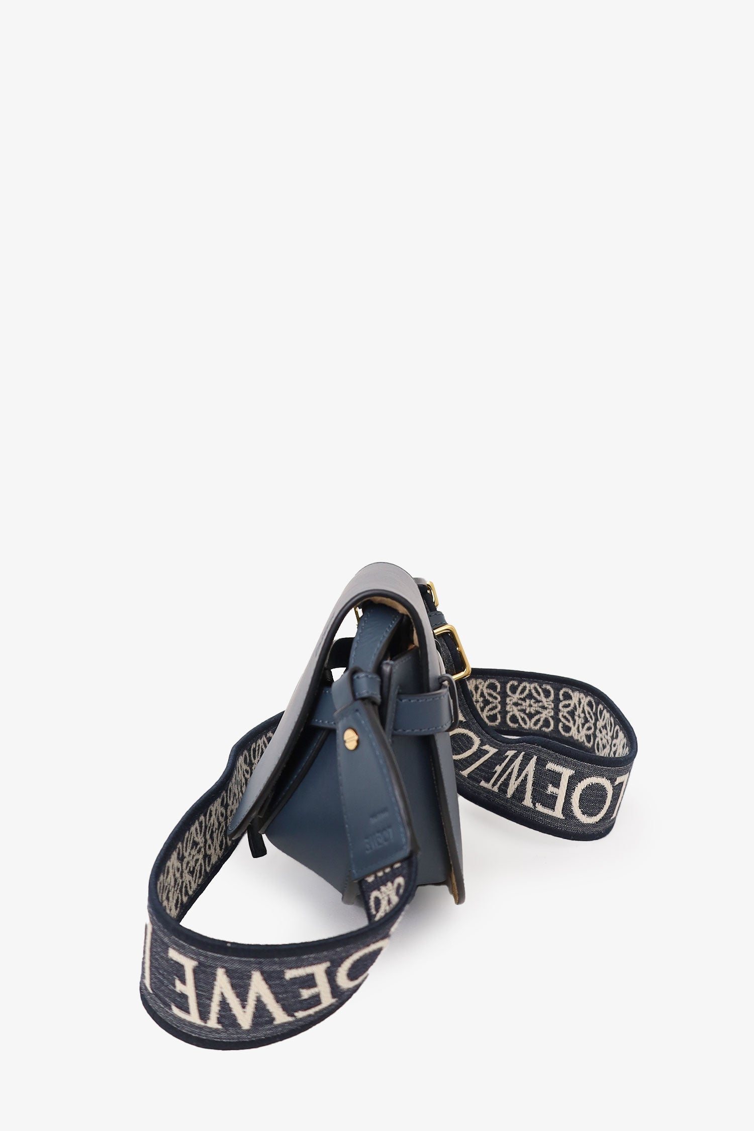 Loewe Navy Blue Leather Mini 'Gate' Crossbody Bag