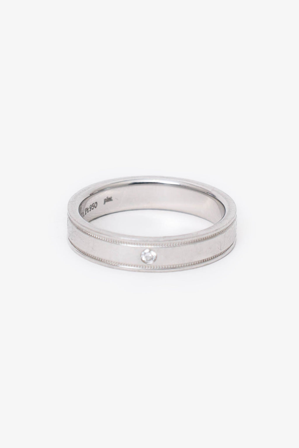 Tiffany & Co. Platinum Diamond Double Milgrain Band Ring