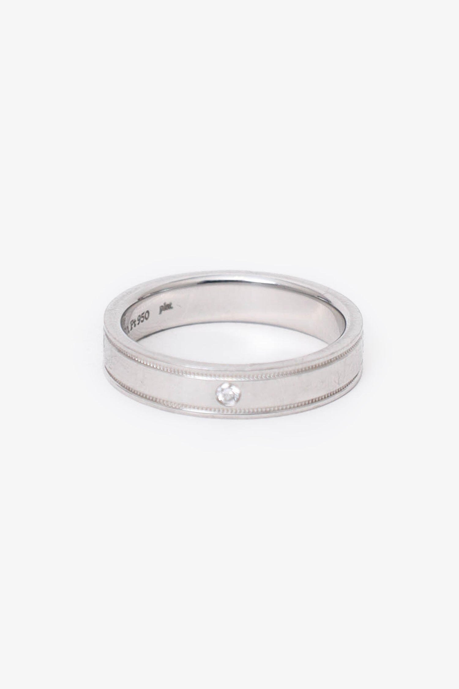 Tiffany & Co. Platinum Diamond Double Milgrain Band Ring