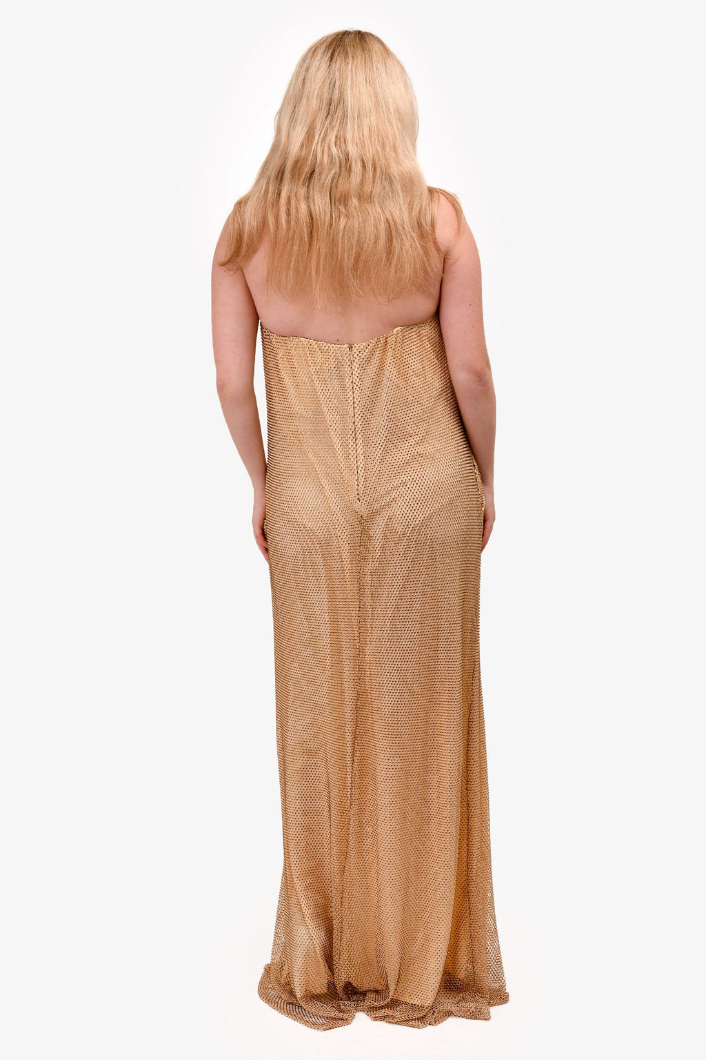 Cavanagh Baker Gold Crystal Strapless Hidden Corset Gown Size S