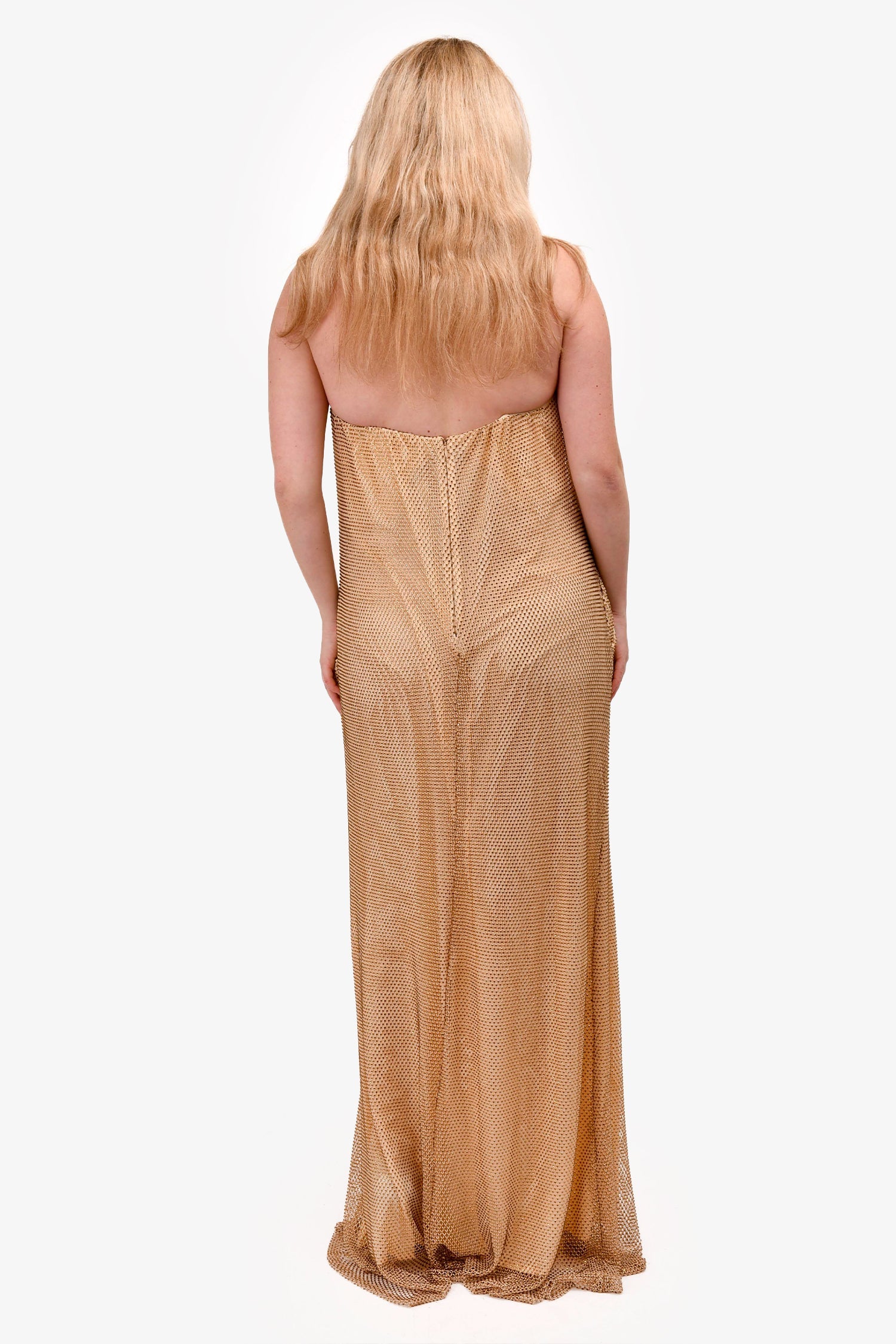 Cavanagh Baker Gold Crystal Strapless Hidden Corset Gown Size S
