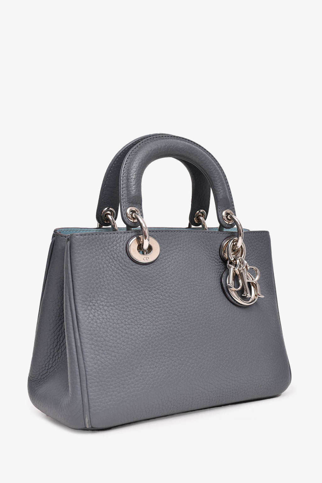 Christian Dior Grey Grained Leather 'Diorissimo' Tote with Strap