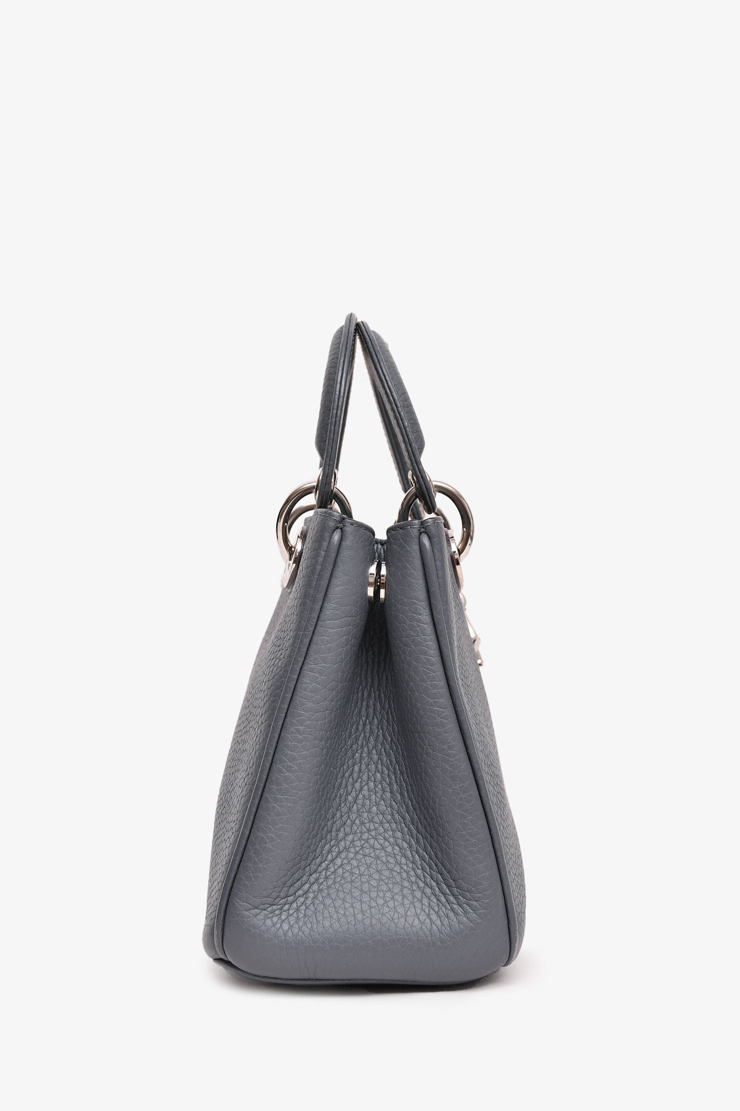 Christian Dior Grey Grained Leather 'Diorissimo' Tote with Strap