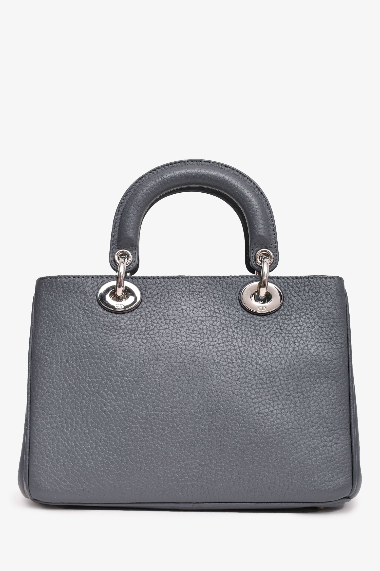 Christian Dior Grey Grained Leather 'Diorissimo' Tote with Strap