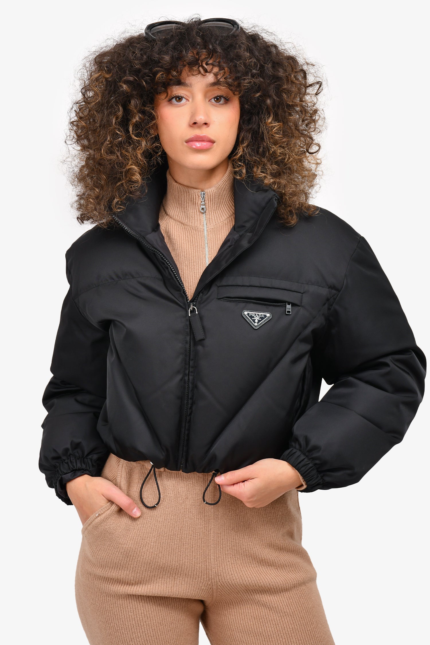 Prada Black Re-Nylon Quilted Puffer Size 38