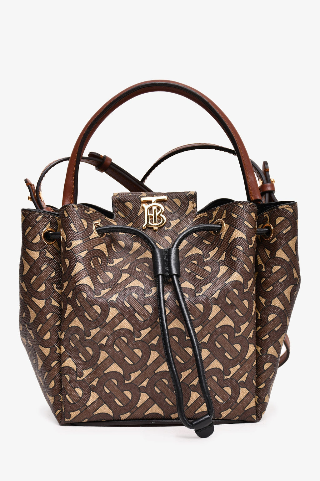 Burberry Brown Monogram Canvas Bucket Bag