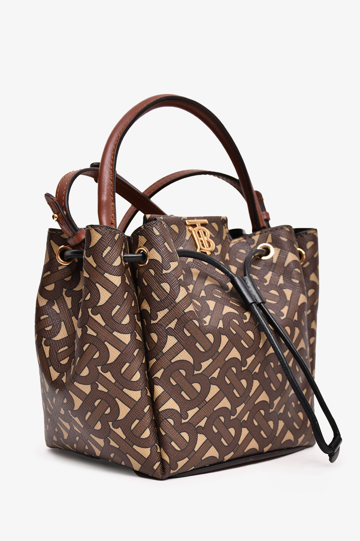 Burberry Brown Monogram Canvas Bucket Bag