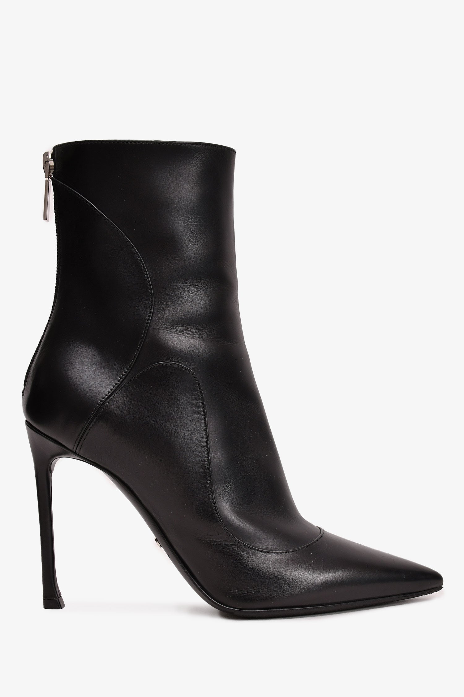 Christian Dior Black Leather Heeled Ankle Boot Size 37