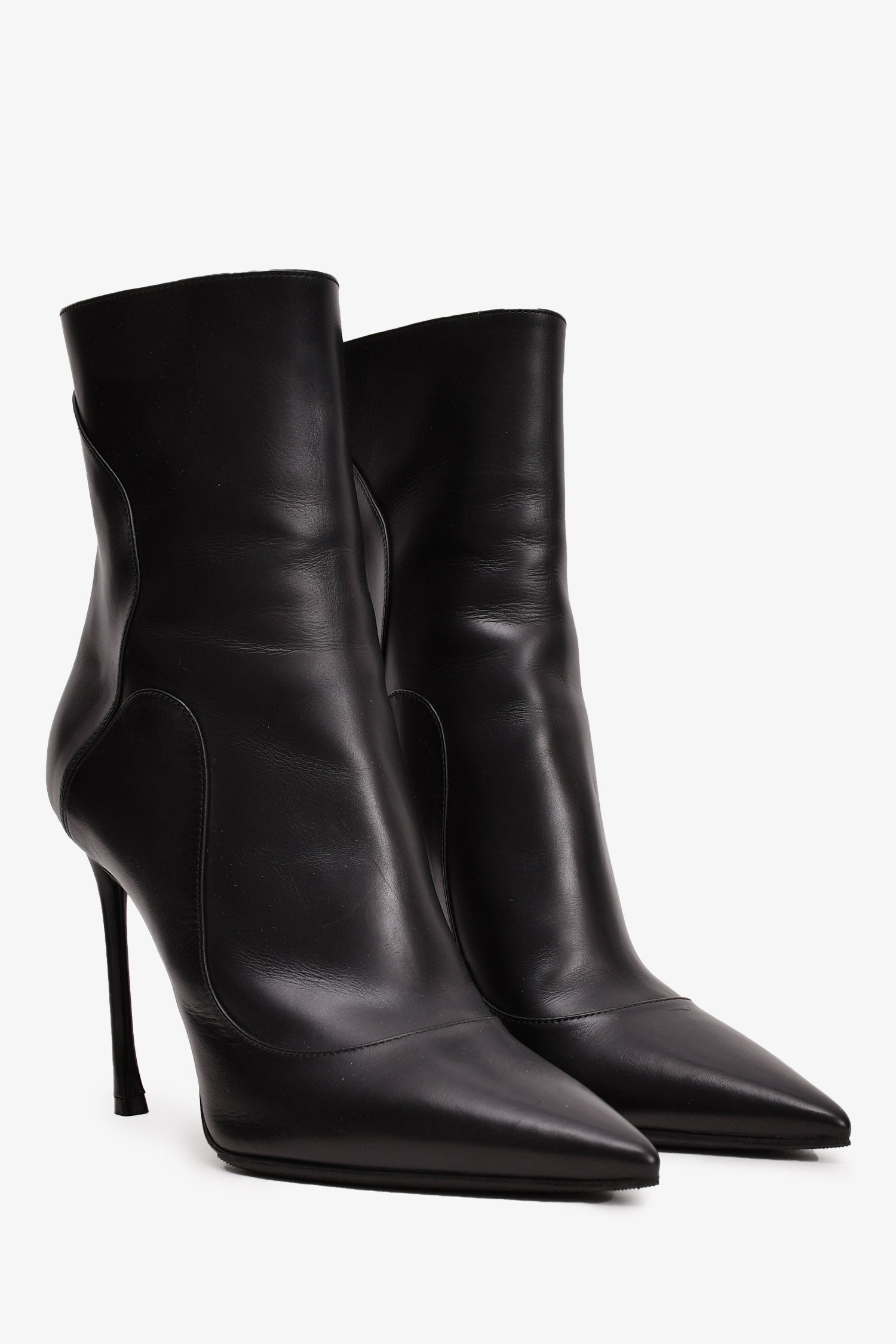 Christian Dior Black Leather Heeled Ankle Boot Size 37