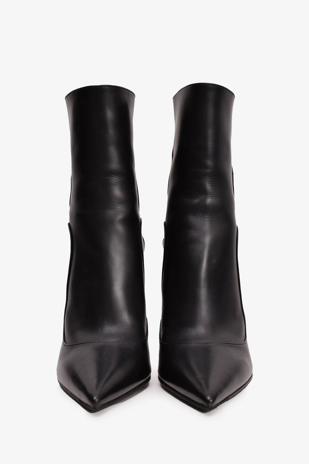 Christian Dior Black Leather Heeled Ankle Boot Size 37