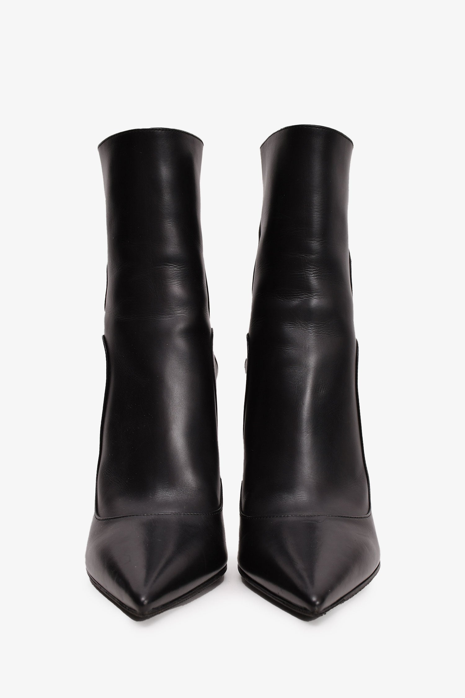 Christian Dior Black Leather Heeled Ankle Boot Size 37