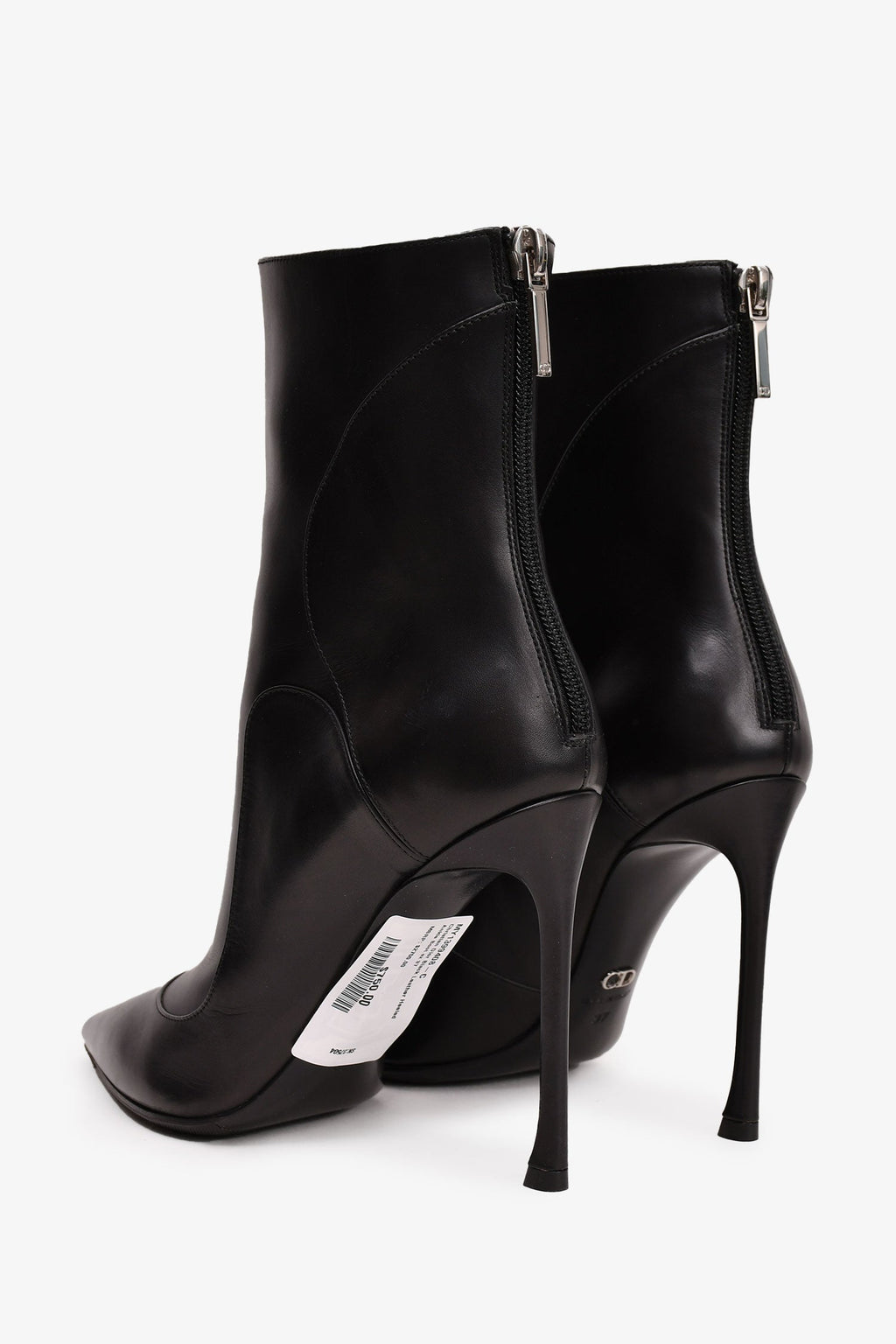 Christian Dior Black Leather Heeled Ankle Boot Size 37