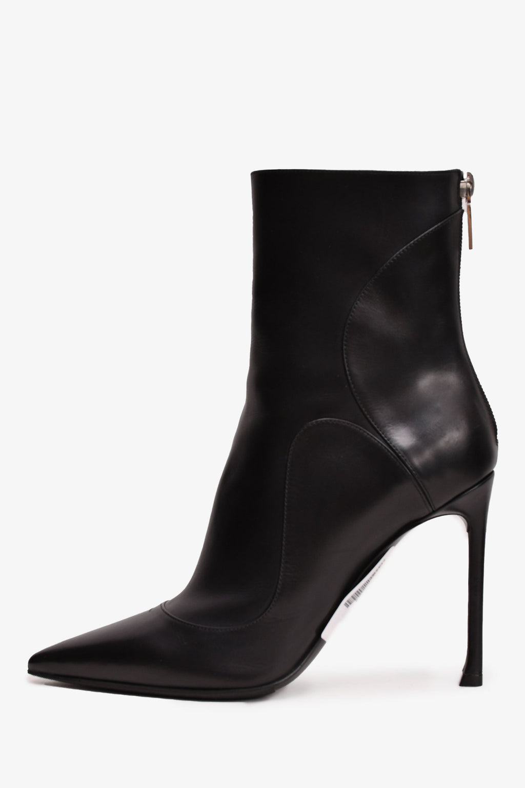 Christian Dior Black Leather Heeled Ankle Boot Size 37