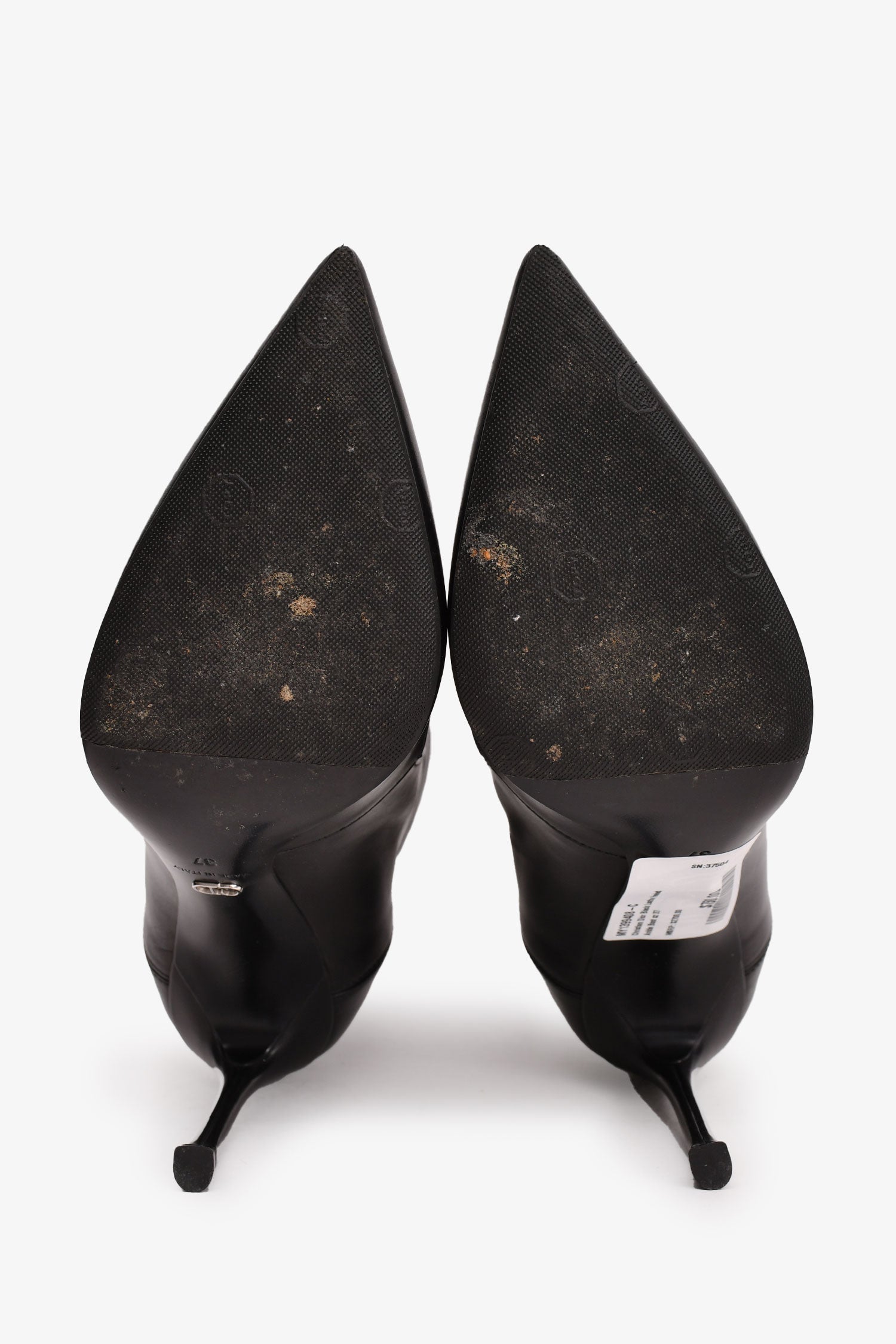 Christian Dior Black Leather Heeled Ankle Boot Size 37