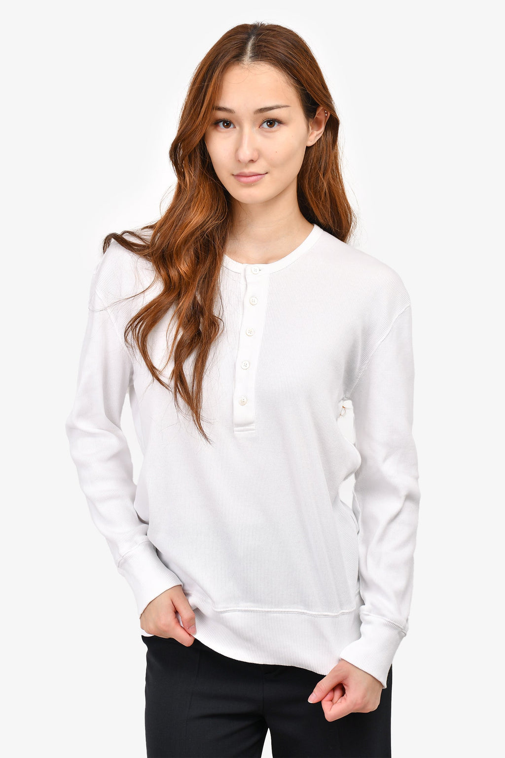 Tom Ford White Ribbed Henley Size S Mens