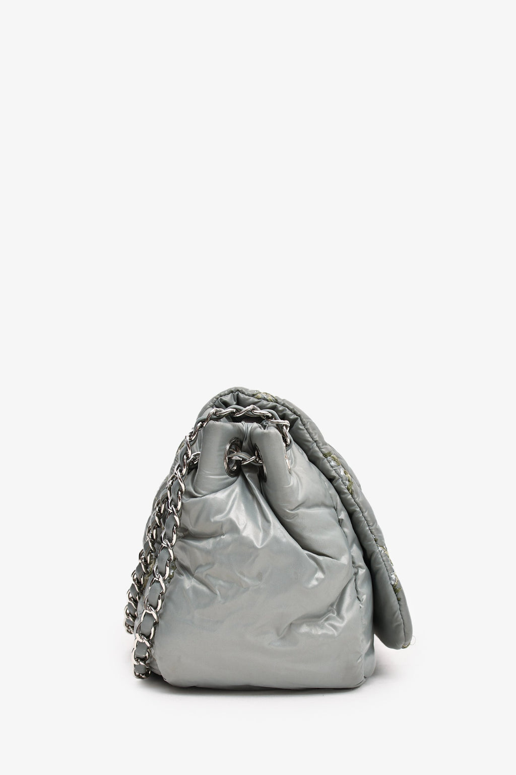 Pre-Loved Chanel™ 2011 Pale Green Nylon Paris-Byzance 'Tweed on Stitch' Bubble Flap Shoulder Bag