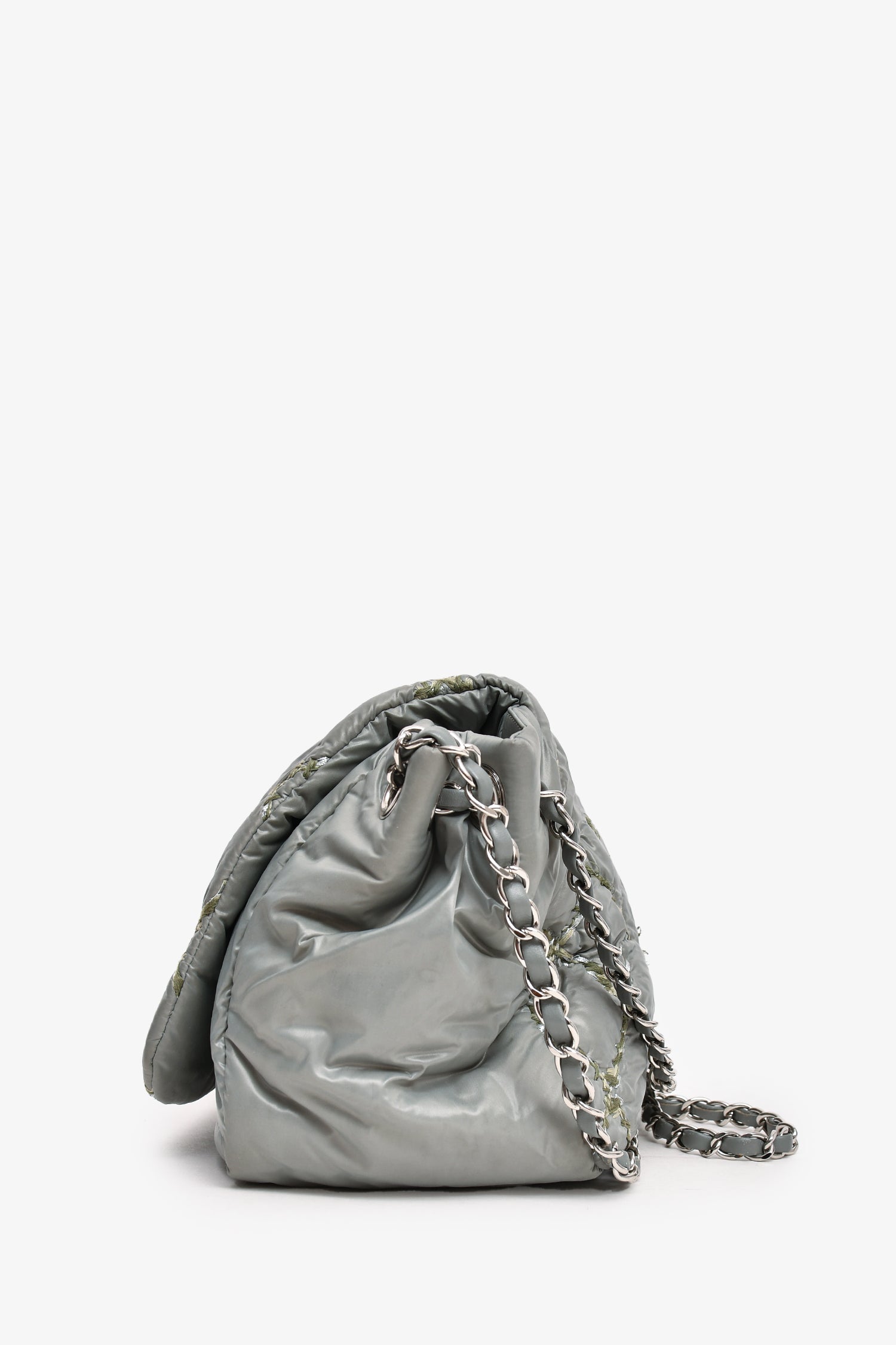 Pre-Loved Chanel™ 2011 Pale Green Nylon Paris-Byzance 'Tweed on Stitch' Bubble Flap Shoulder Bag