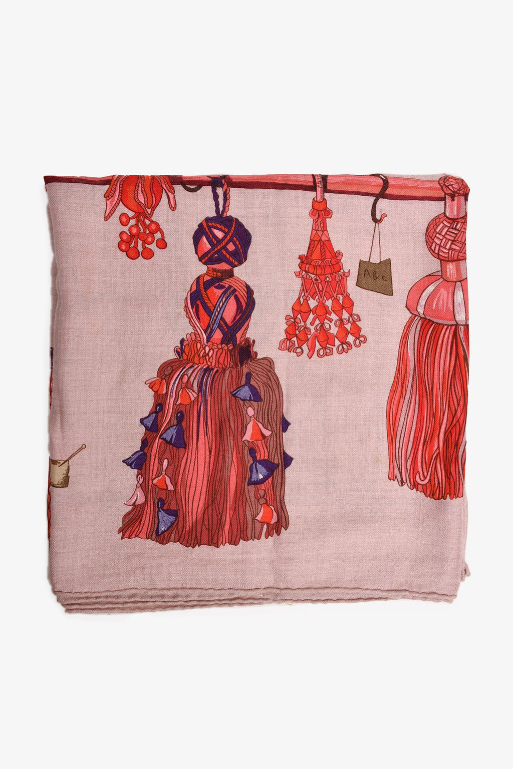 Hermès Red Cashmere/Silk Passementerie Carre 140