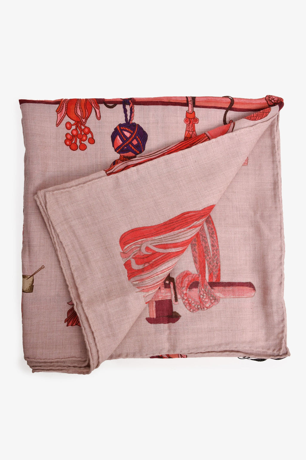 Hermès Red Cashmere/Silk Passementerie Carre 140