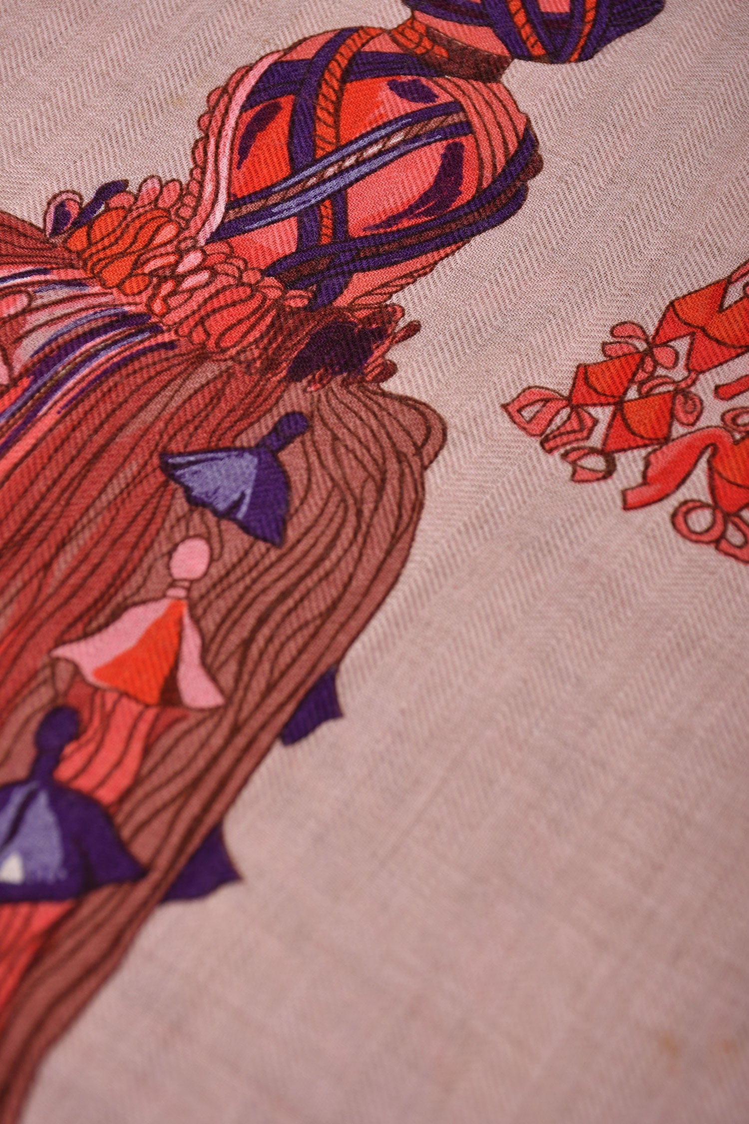 Hermès Red Cashmere/Silk Passementerie Carre 140