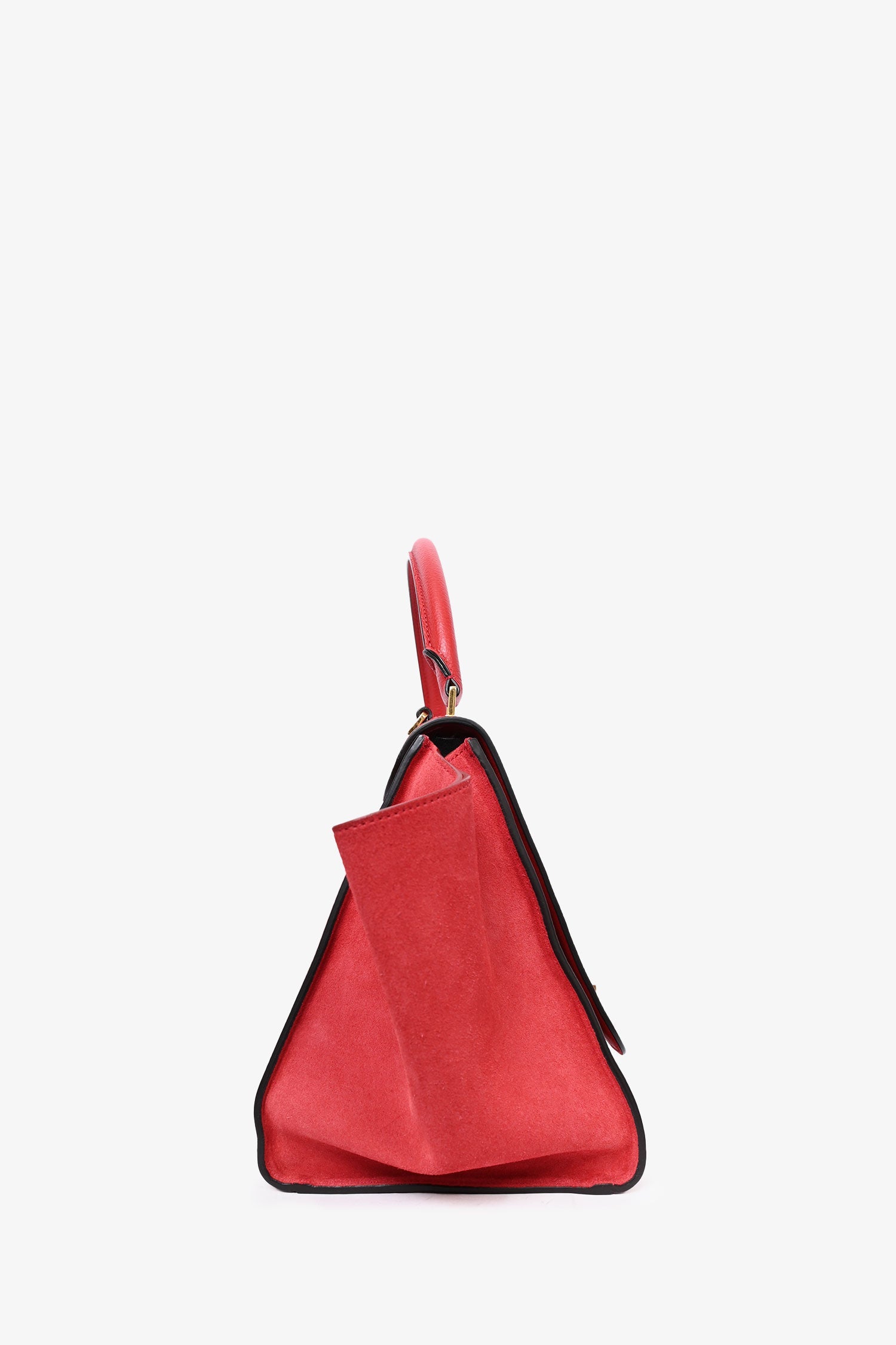 Celine 2013 Red Grained Leather/Suede Trapeze Top Handle with Strap