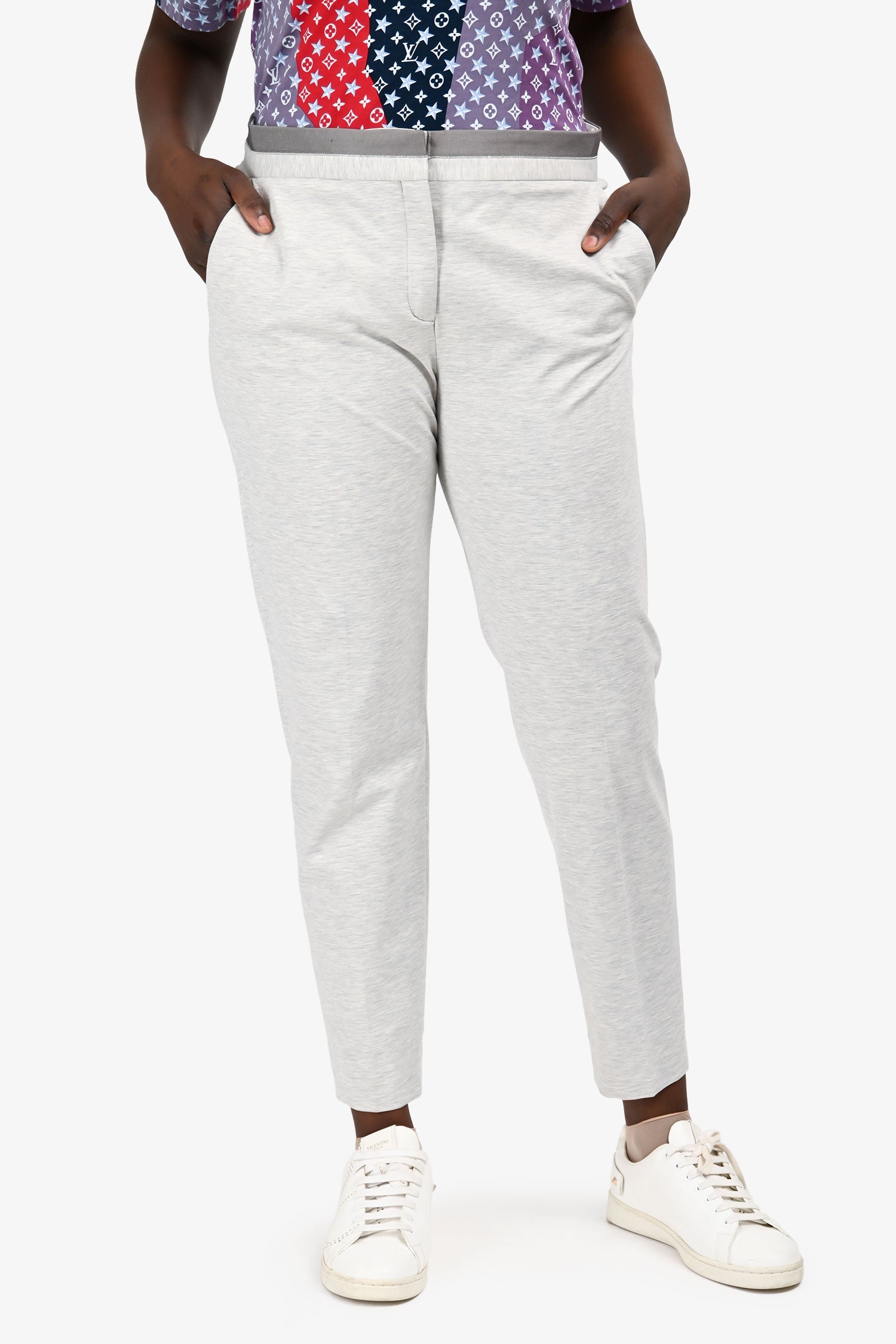 Fabiana Filippi Grey Cotton Beaded Pants Size L