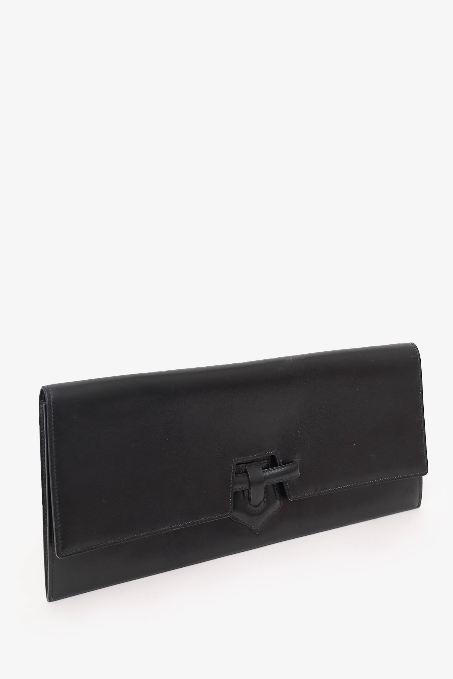 Hermès 2006 Black Chamonix Leather Maharani Clutch