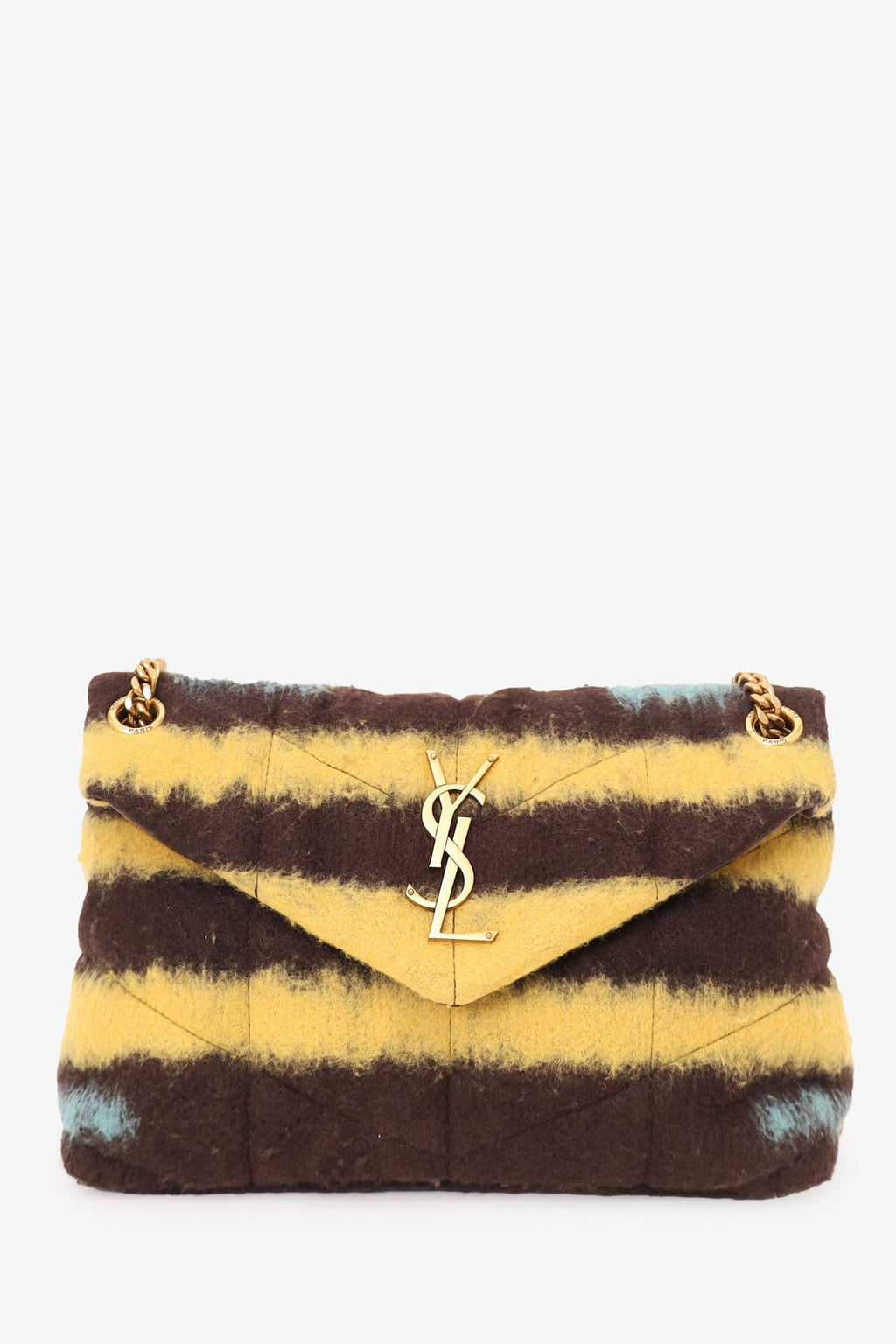 Saint Laurent Brown/Yellow Wool Small Loulou Shoulder Bag