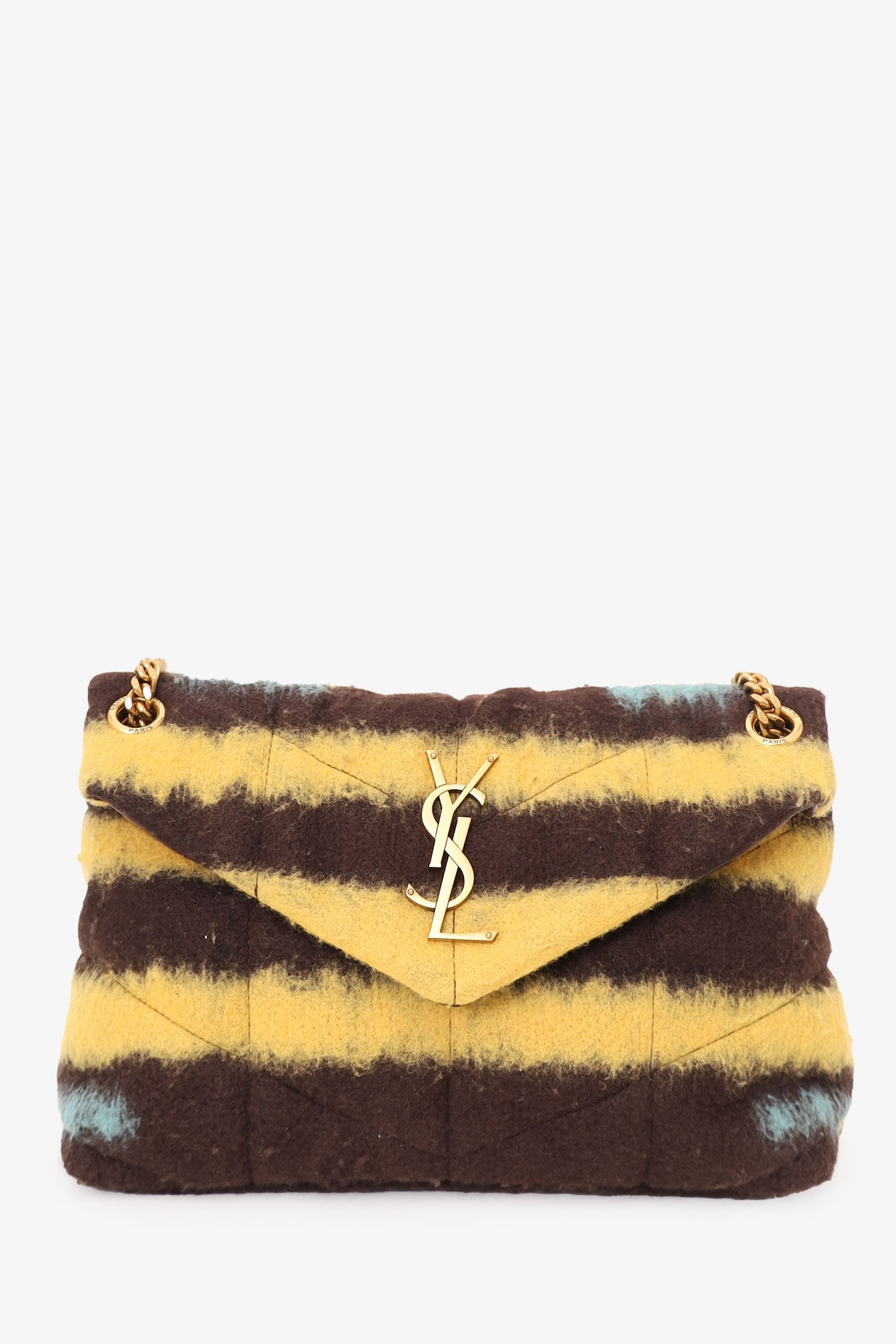 Saint Laurent Brown/Yellow Wool Small Loulou Shoulder Bag