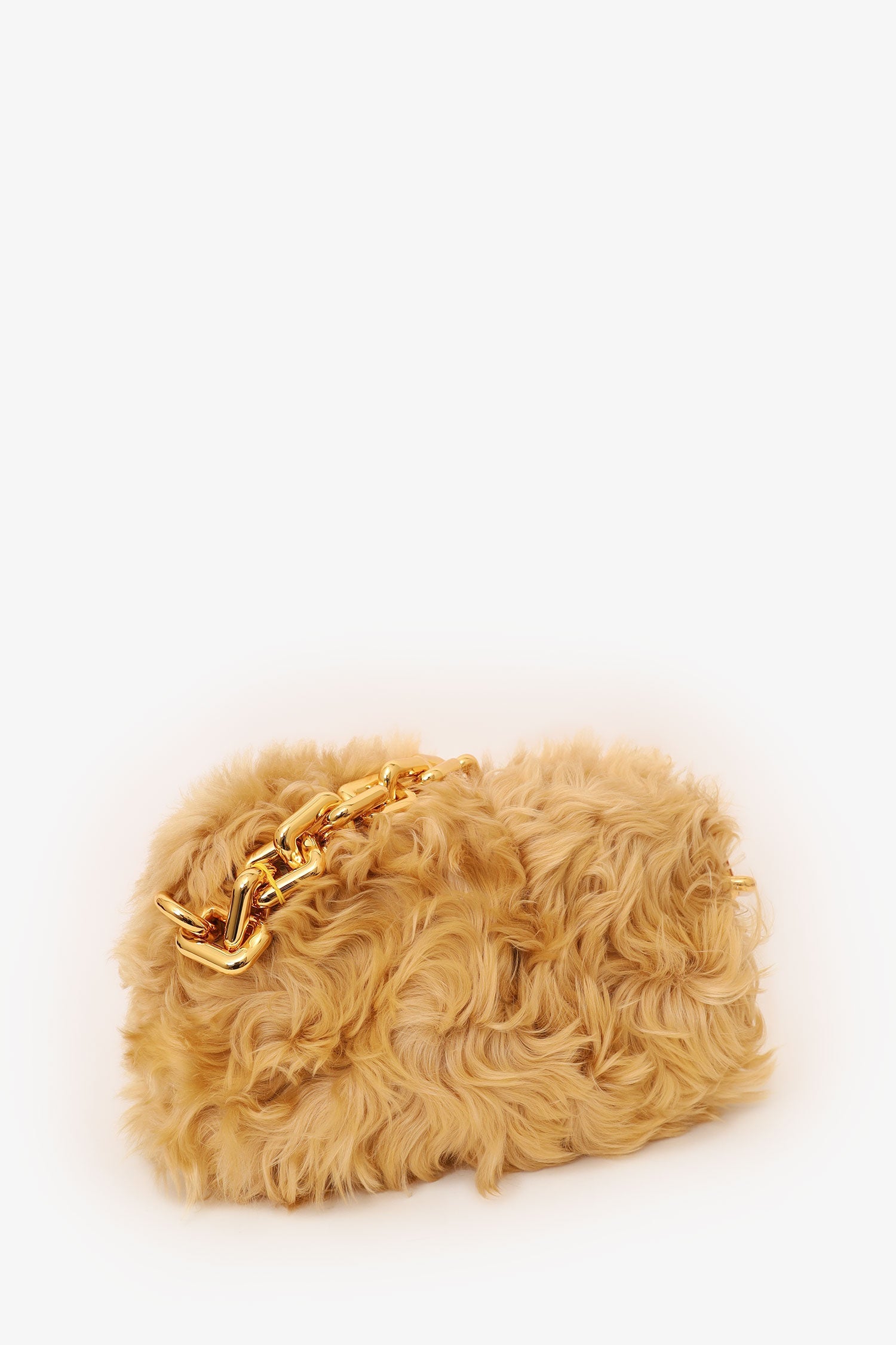 Bottega Veneta Beige Shearling Chain Pouch Clutch