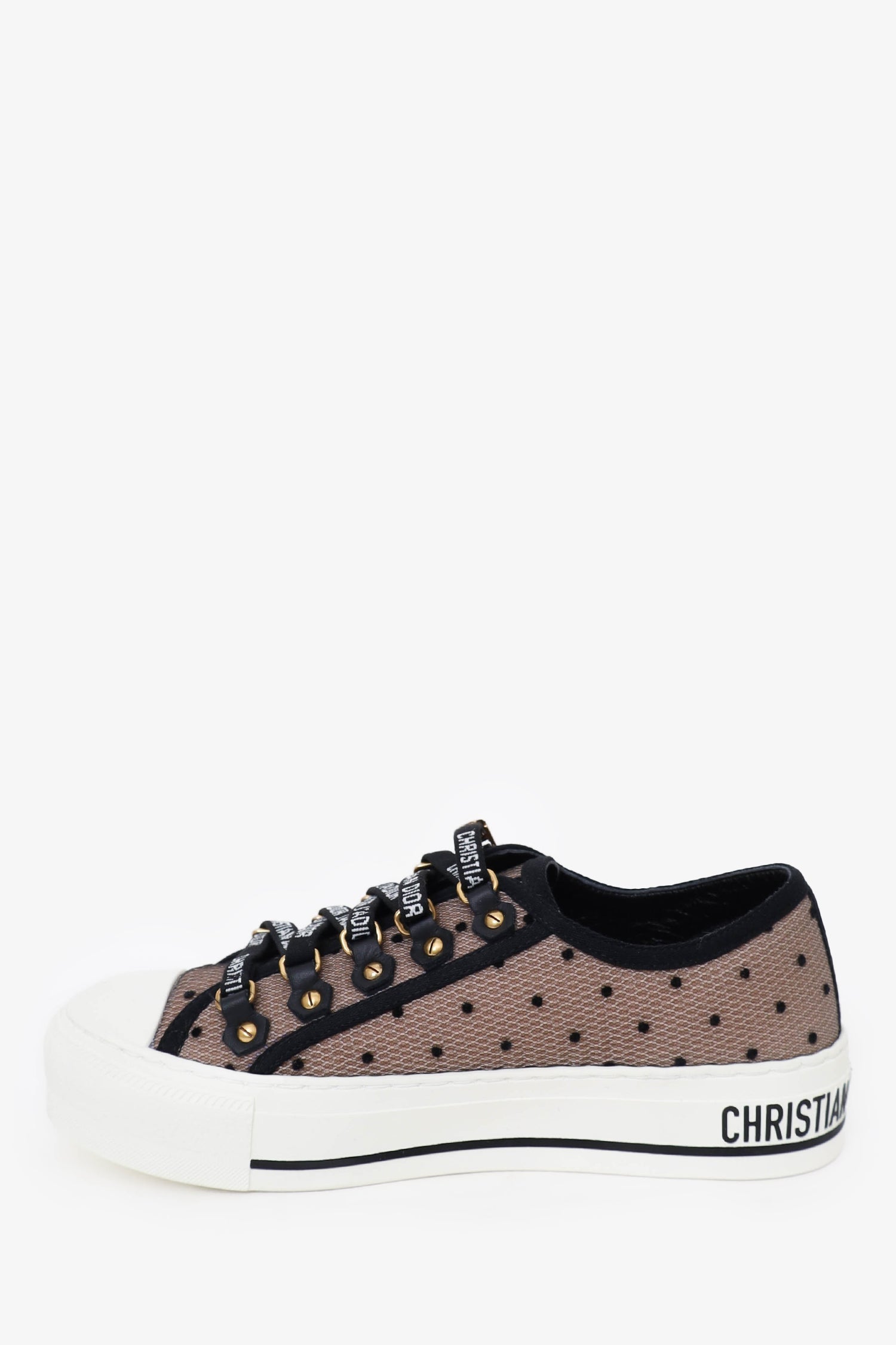 Christian Dior Beige/Black Mesh Walk'N'Dior Sneakers Size 35.5